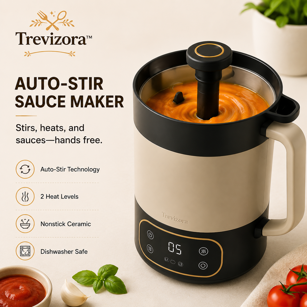 Trevizora Smart Auto-Stir Sauce Maker Pot
