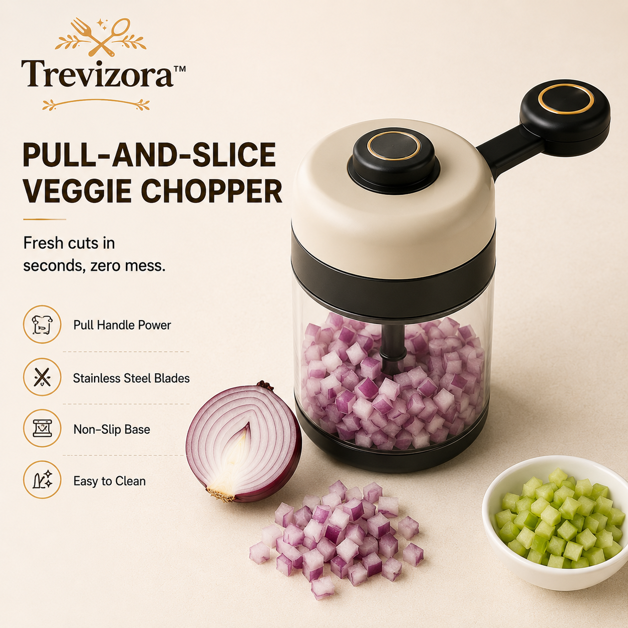 Trevizora SwiftPull Manual Veggie Chopper