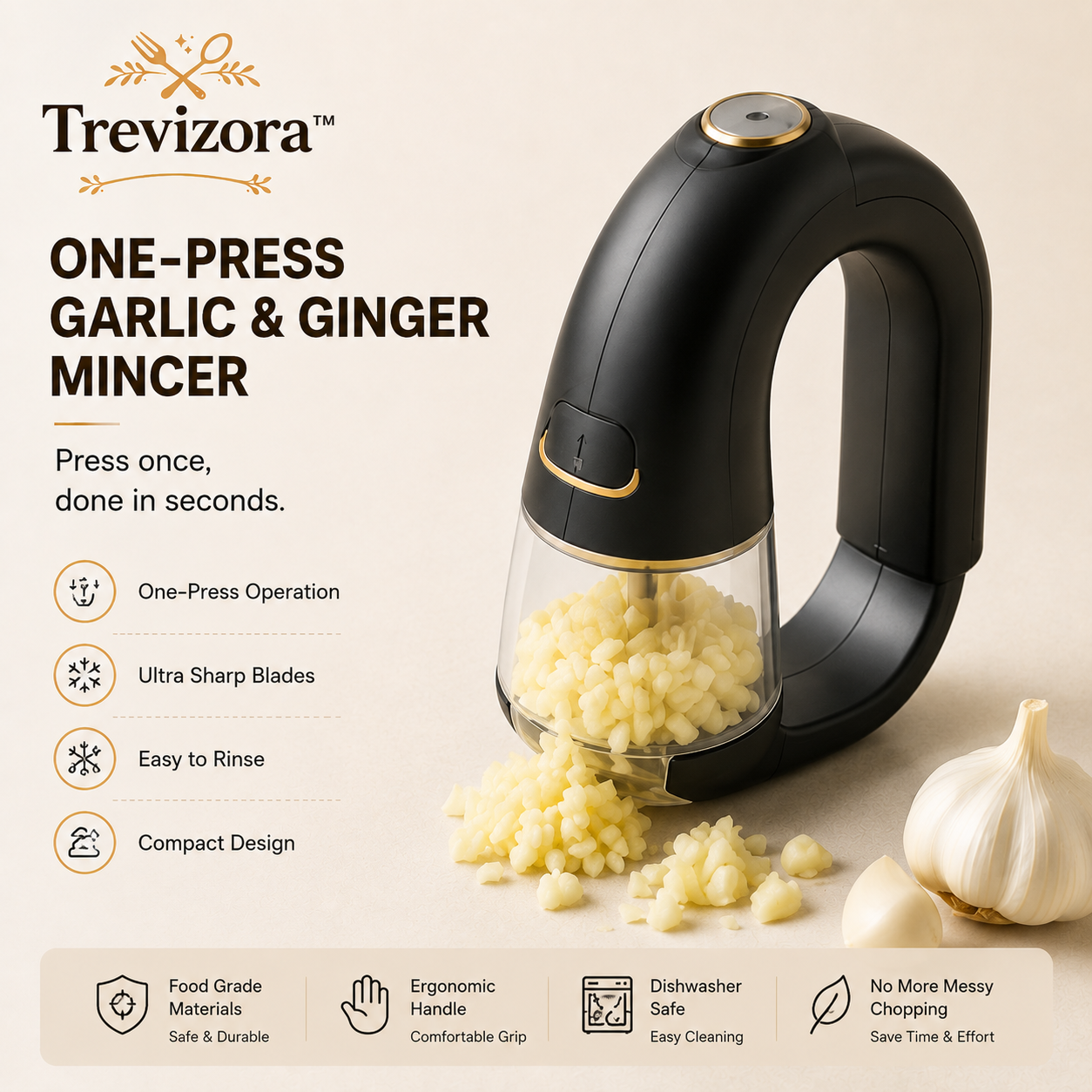 Trevizora QuickPress Garlic & Ginger Mincer