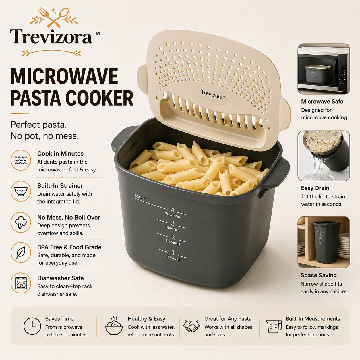 Trevizora QuickBoil Microwave Pasta Cooker